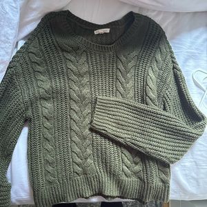 PACSUN LA HEARTS CABLE KNIT OLIVE KHAKI SWEATER
